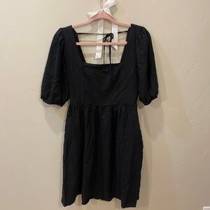 GAP Black Puff Sleeve Mini Dress